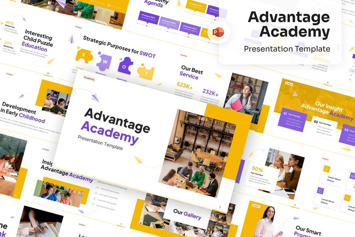 Template PowerPoint Advantage Academy yang Menarik
