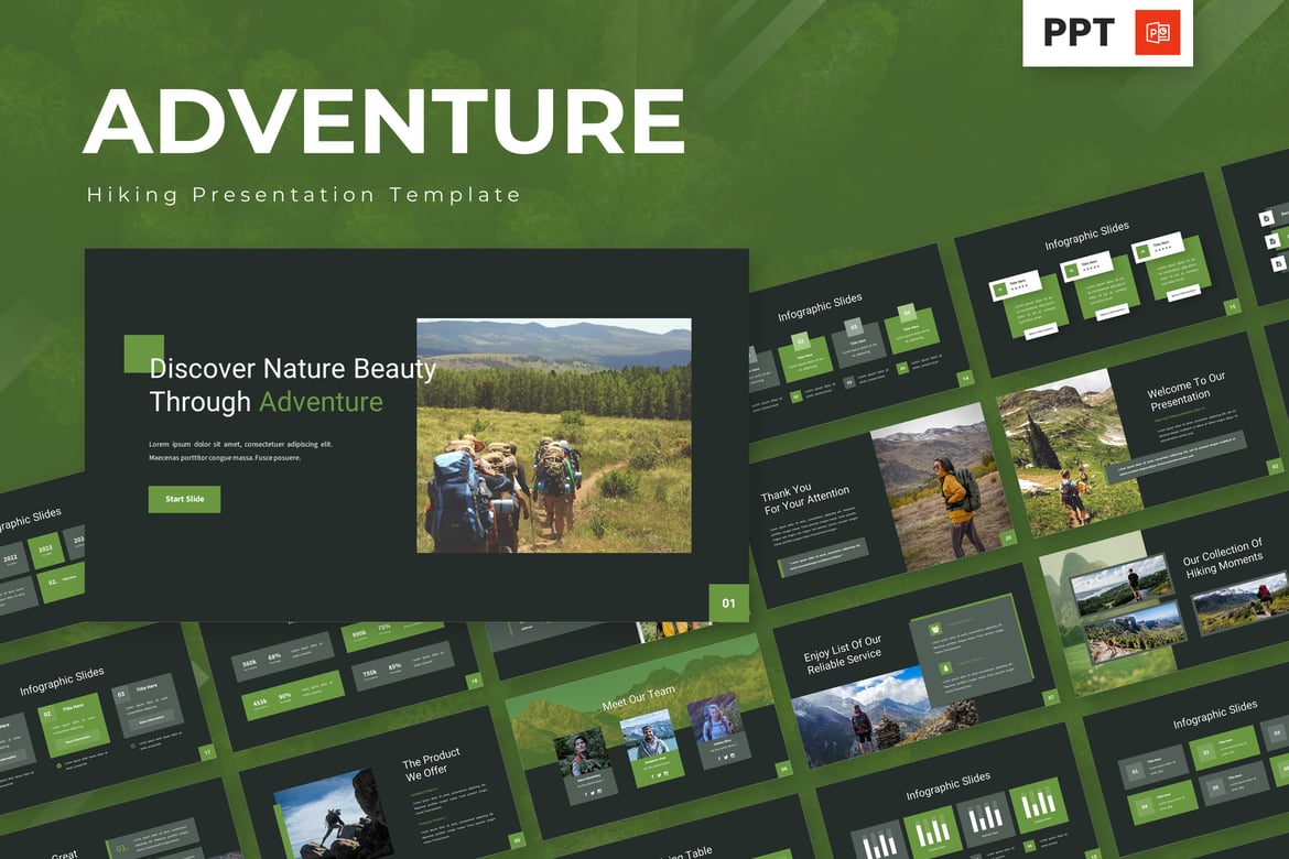 Template Presentasi Powerpoint Petualangan dan Hiking