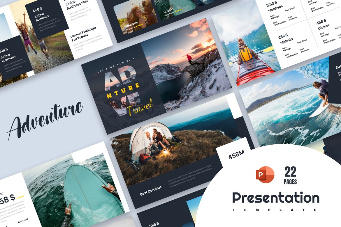 Template PowerPoint Presentasi Petualangan yang Menarik