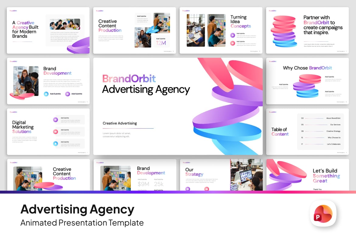Template Presentasi PowerPoint untuk Agensi Periklanan yang Kreatif