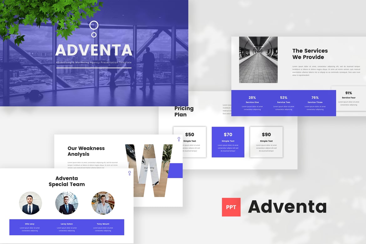 Template PowerPoint Agensi Periklanan & Pemasaran Adventa yang Menarik