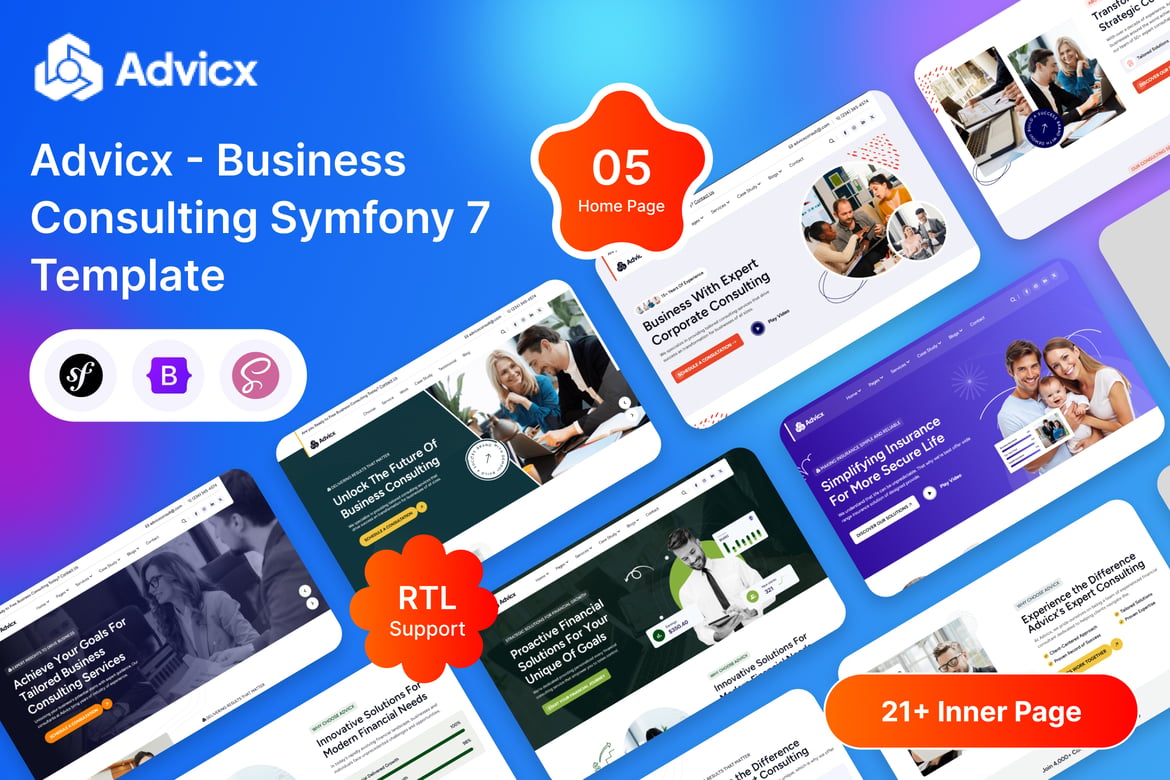 Template Website Konsultasi Bisnis Advicx - Symfony 7