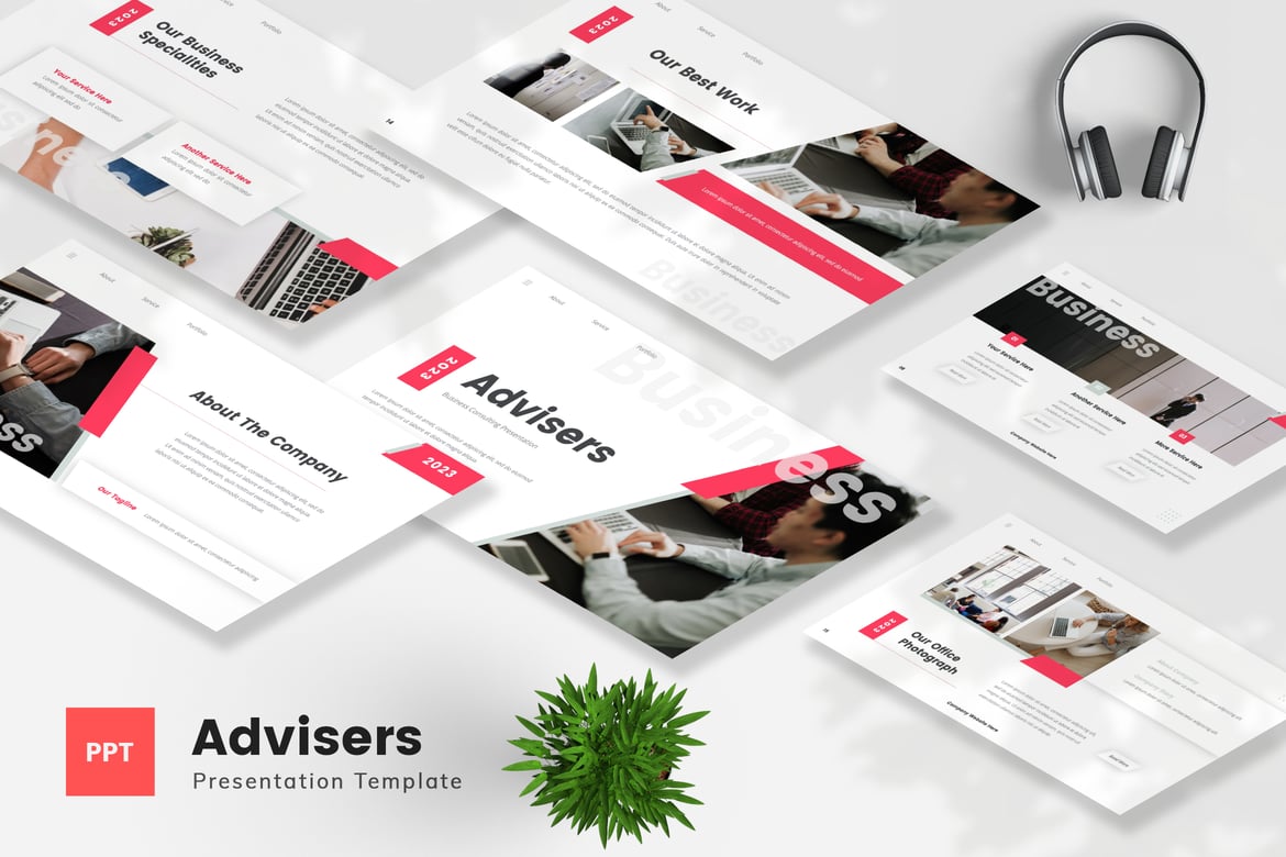 Template Presentasi PowerPoint Konsultasi Bisnis Advisers yang Menarik dan Profesional
