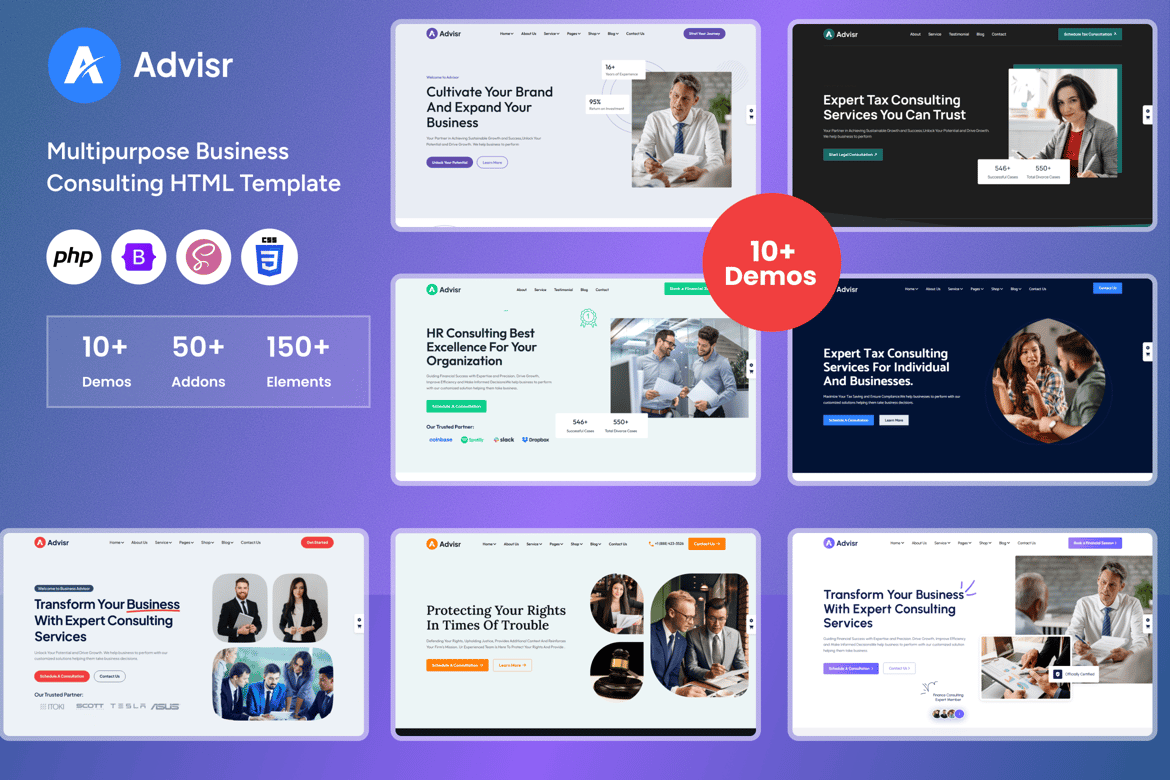 Template PHP Konsultasi Bisnis Advisr AI yang Modern dan Menarik