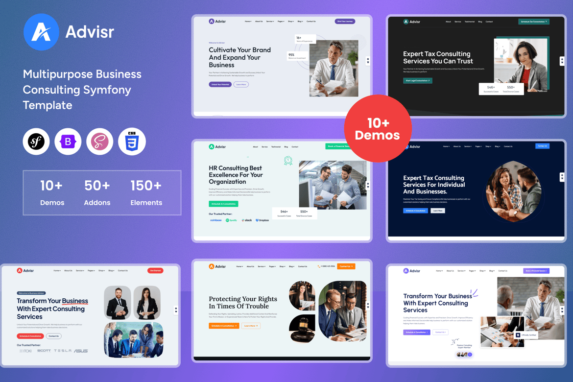 Advisr - Template Website Konsultasi Bisnis Modern Berbasis Symfony