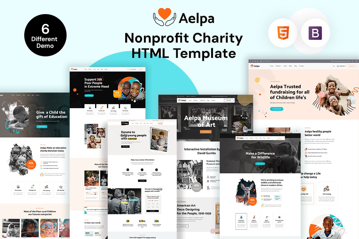 Aelpa - Template Website Amal Nonprofit yang Menawan