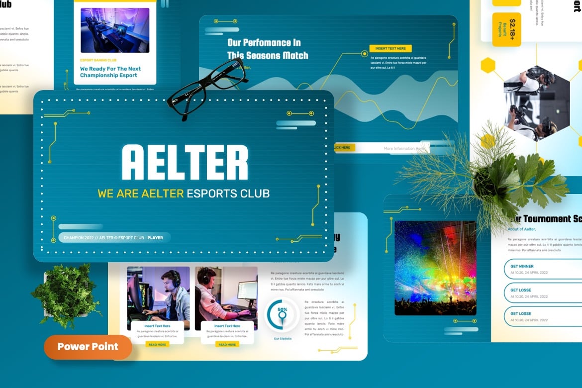 Aelter - Template Powerpoint Klub Esport yang Menarik
