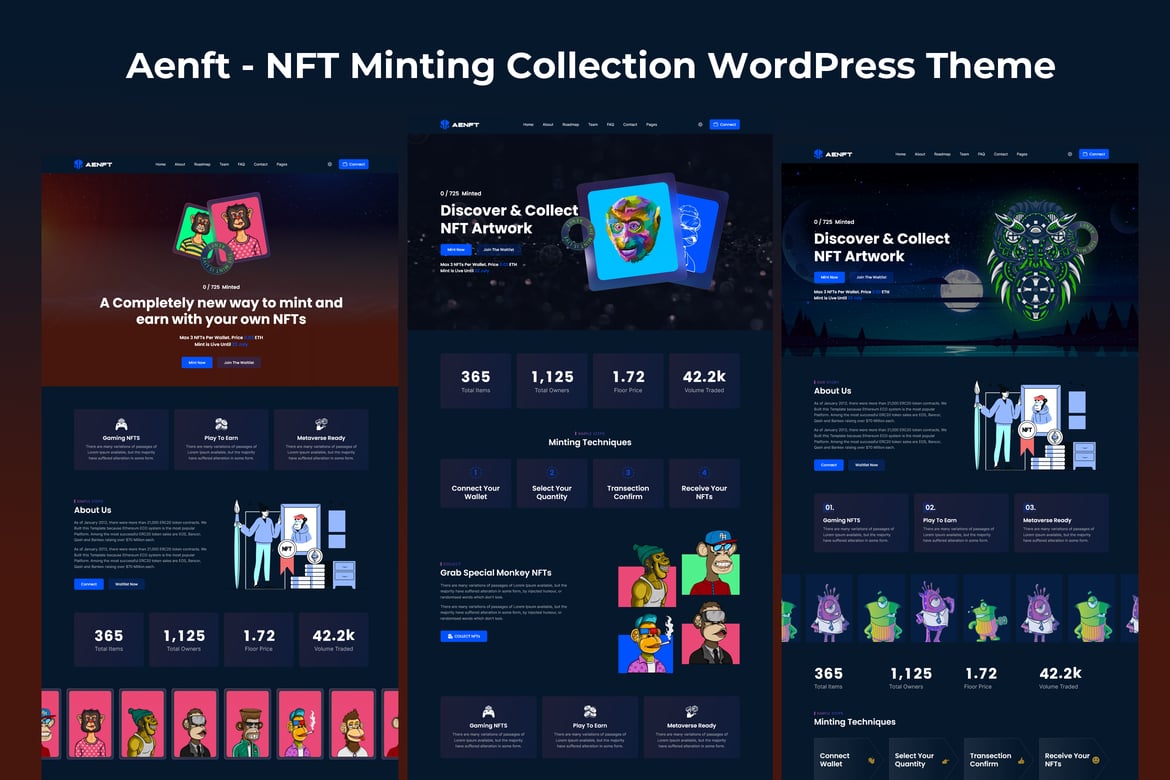 Aenft - Tema WordPress untuk Minting NFT dan Koleksi yang Menarik