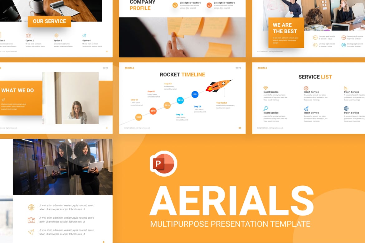 Template PowerPoint Serbaguna Aerials yang Menarik