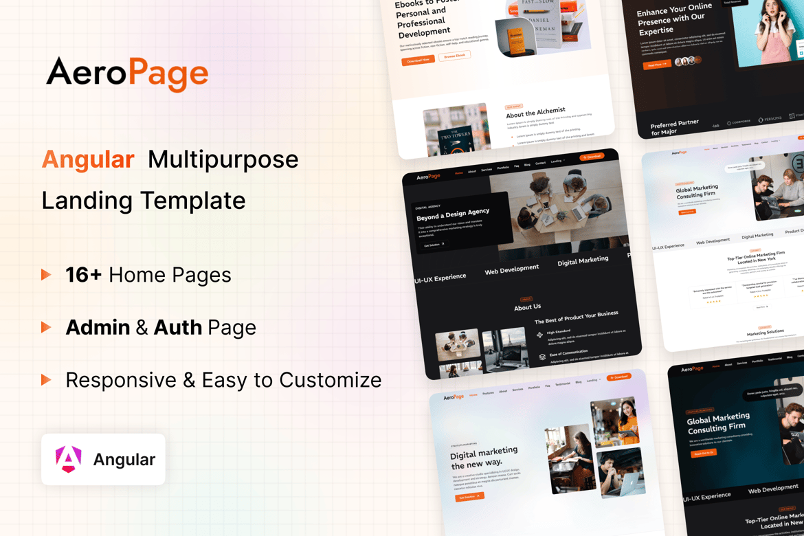 AeroPage - Template Website Landing Page Angular Serbaguna