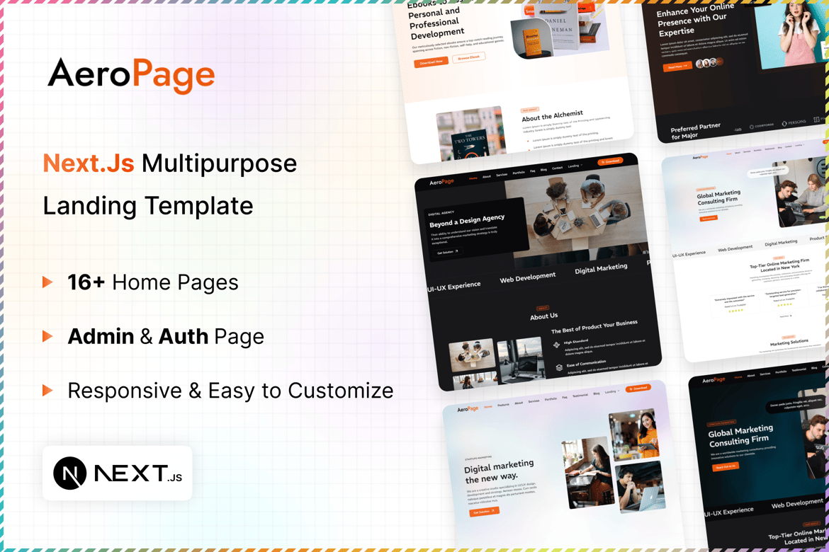 AeroPage - Template Website Landing Page Multipurpose Berbasis NextJs