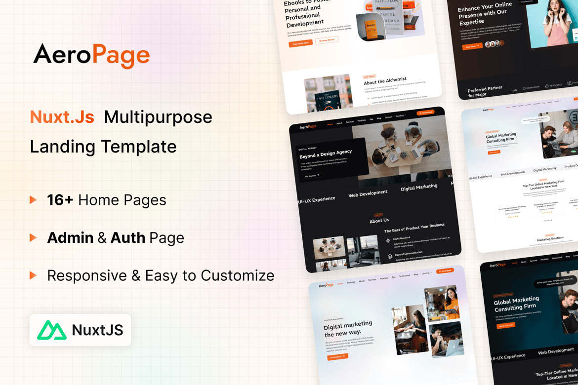 AeroPage - Template Website Landing Page Multipurpose NuxtJS