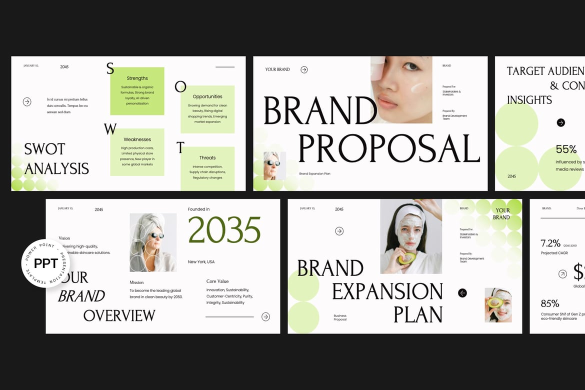 Template Presentasi Brand Estetis - PowerPoint Modern