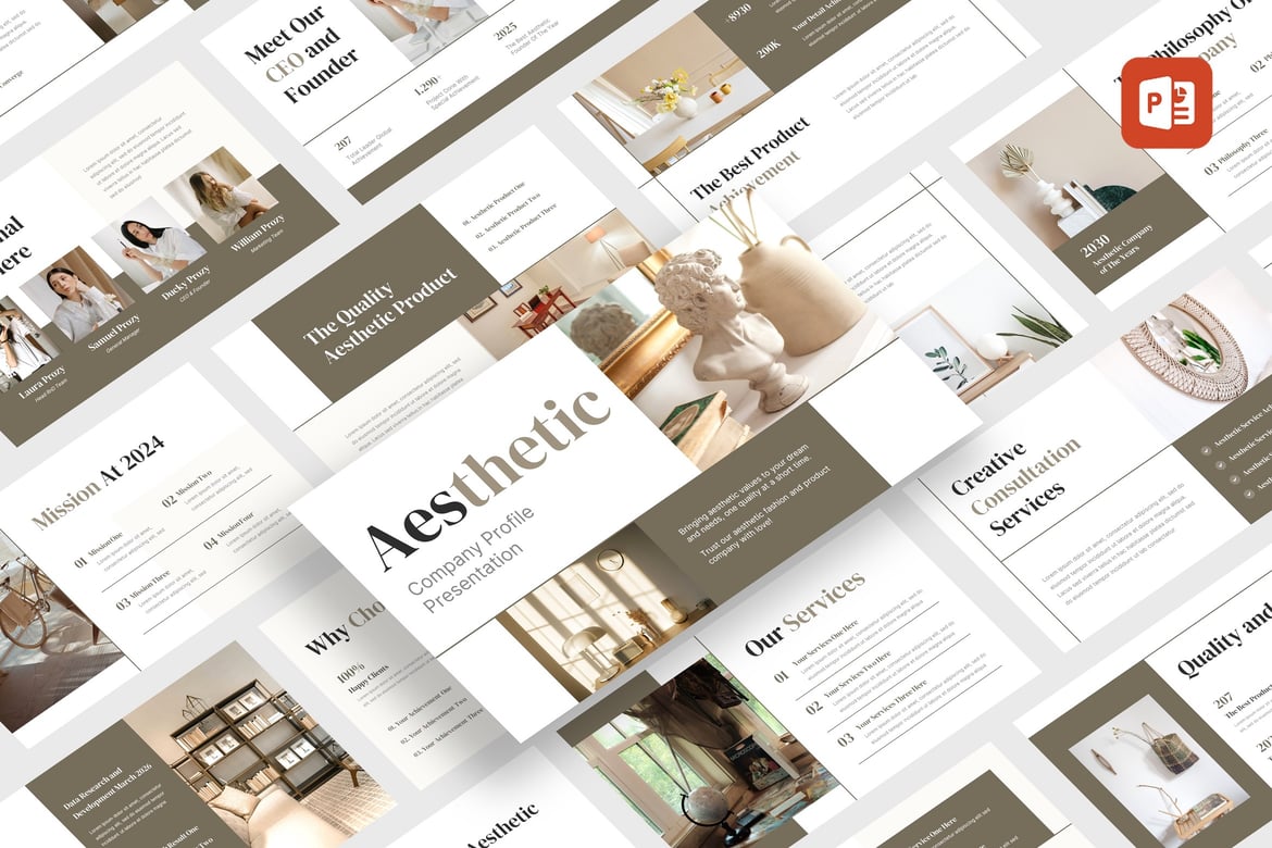 Template PowerPoint Profil Perusahaan Estetik yang Kreatif