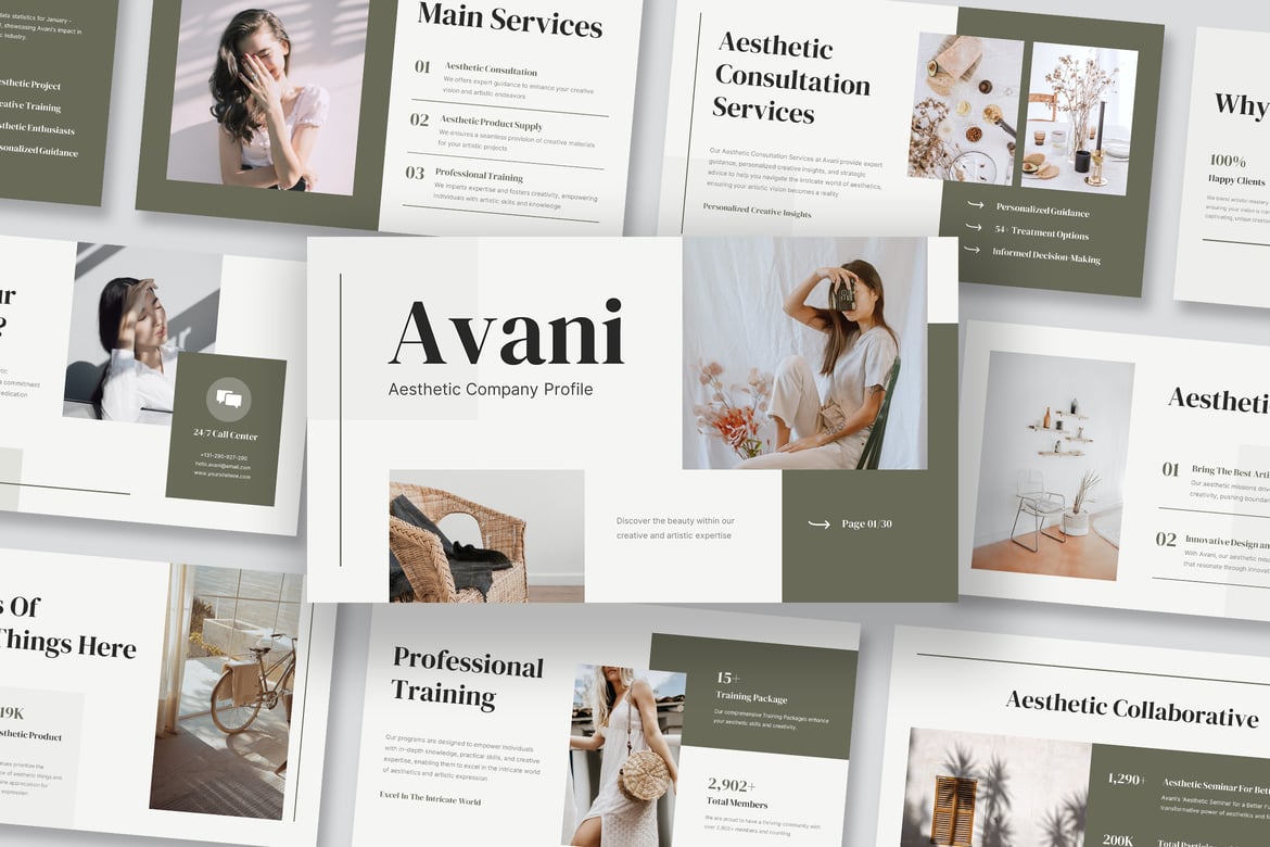 Template Powerpoint Profil Perusahaan Aestetik yang Menarik