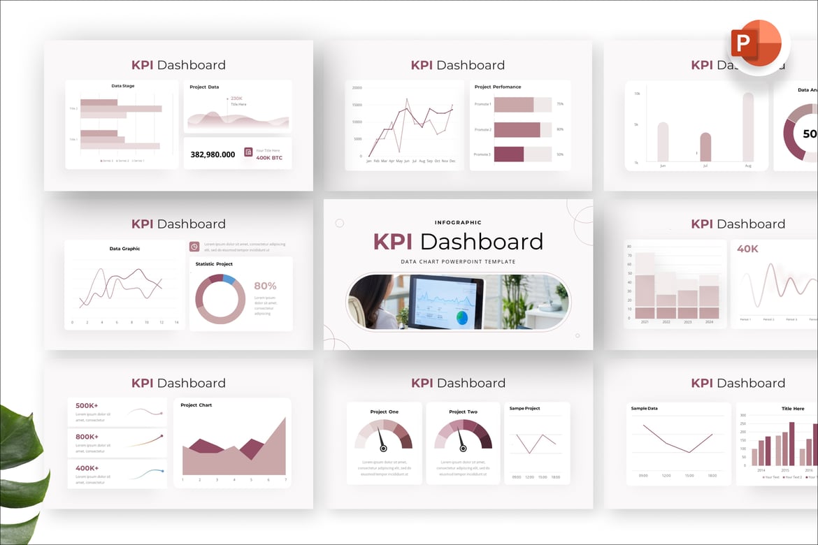 Template Presentasi KPI Dashboard Estetis untuk PowerPoint
