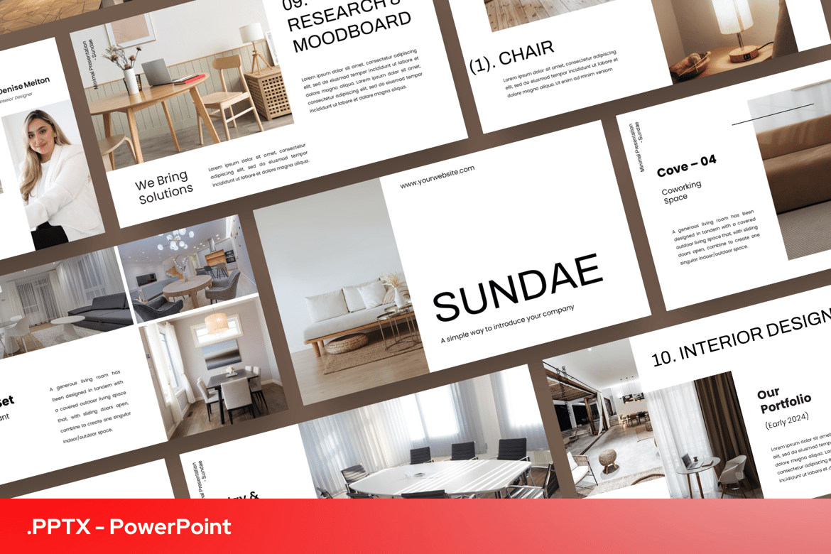 Template PowerPoint Minimalis Estetis Sundae untuk Presentasi Profesional