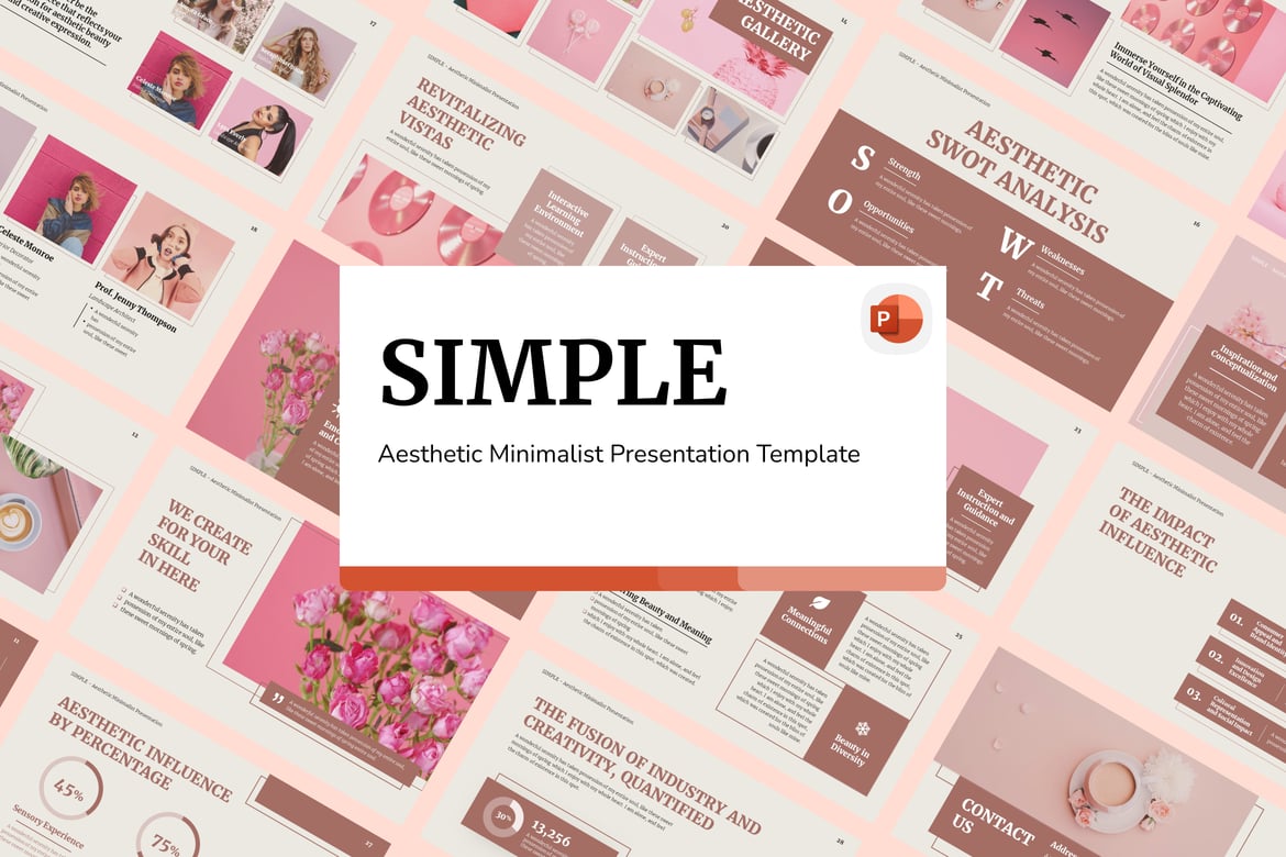 Template Presentasi PowerPoint Minimalis Aesthetic yang Menawan