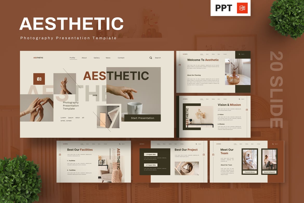Template Powerpoint Estetika untuk Fotografi yang Menawan