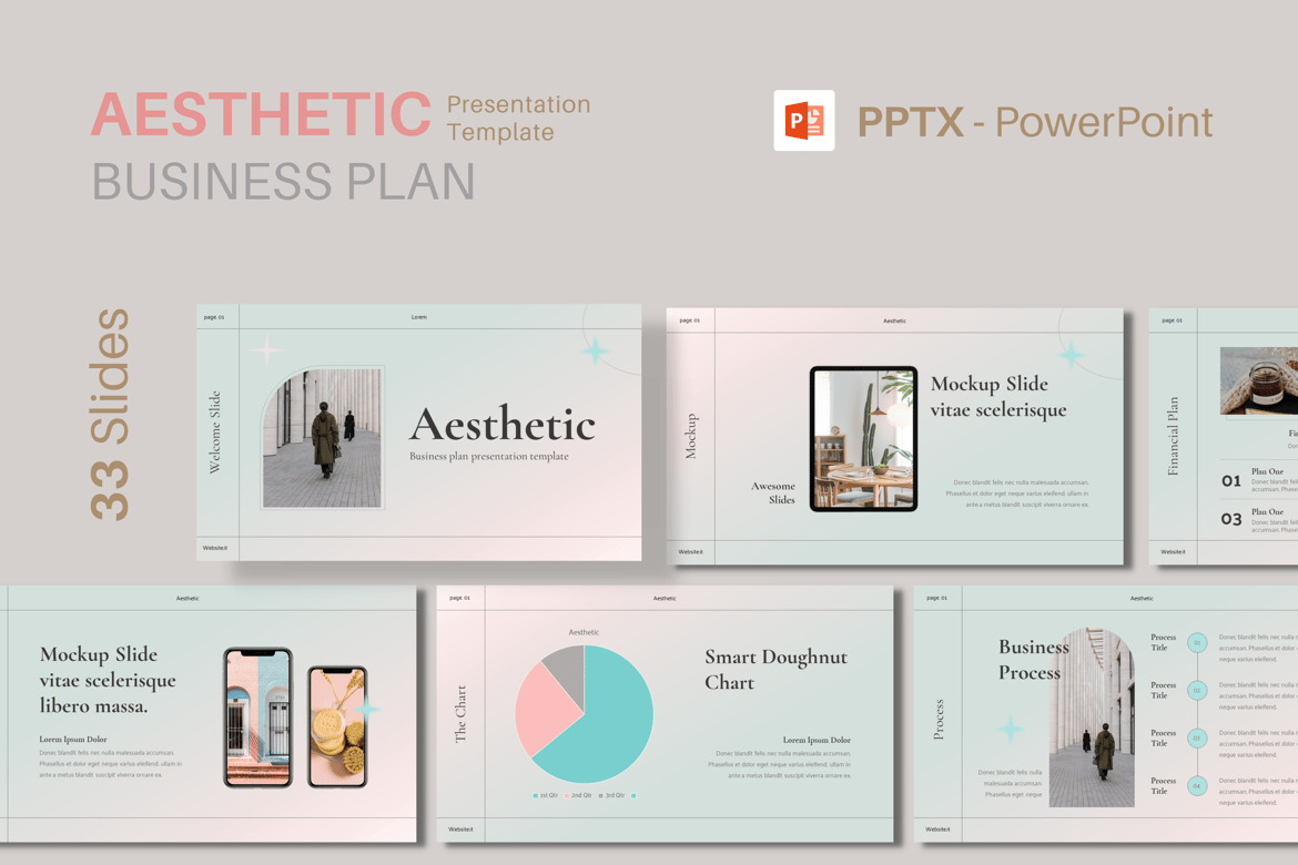 Template Presentasi Powerpoint Rencana Bisnis Aesthetic yang Menarik