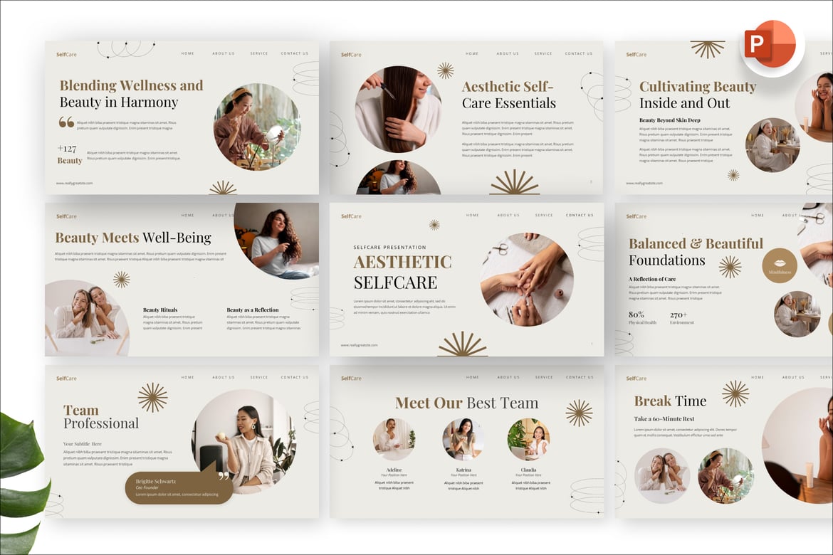 Template PowerPoint Presentasi Aesthetic untuk Selfcare yang Menarik