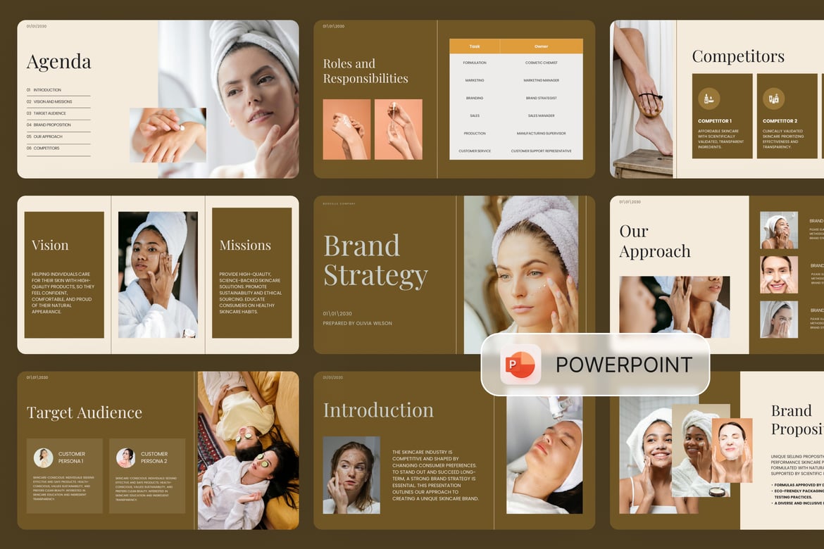 Strategi Brand Skincare Aesthetic: Template PowerPoint Profesional