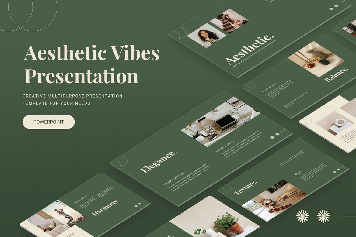 Template Presentasi PowerPoint Aesthetic Vibes - 5 Varian Warna Menarik