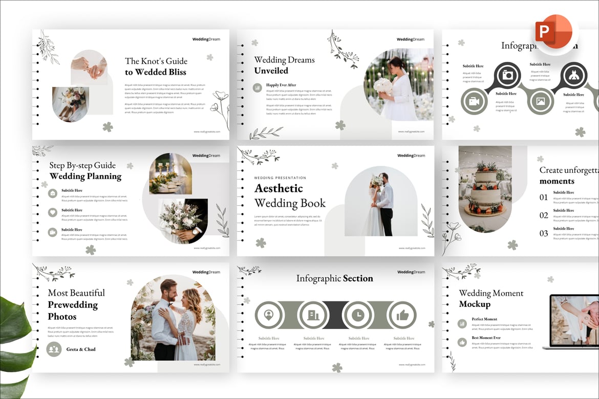Template Presentasi PowerPoint Buku Pernikahan Estetis yang Menawan