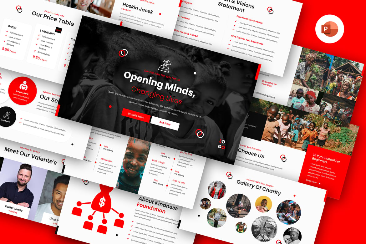 Template Presentasi PowerPoint Charity Afrika yang Menarik