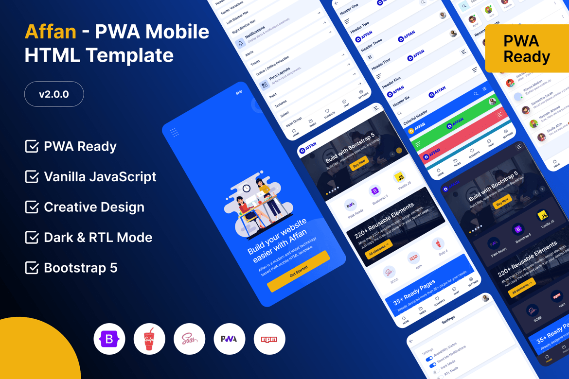 Template Website Mobile PWA Affan yang Inovatif dan Serbaguna
