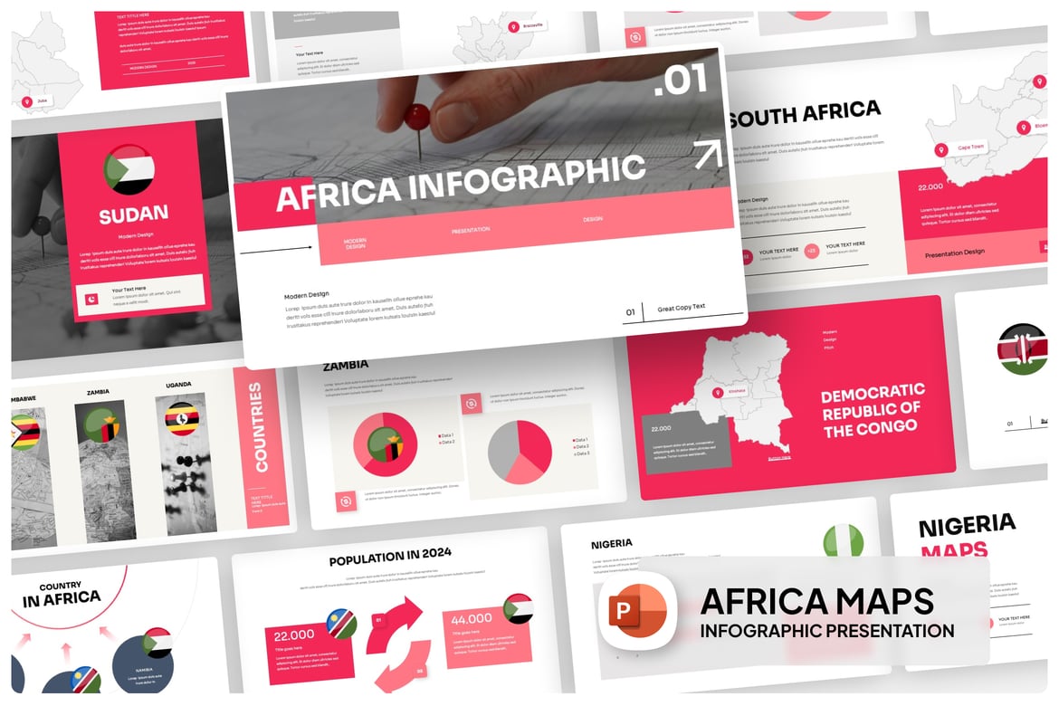 Template Presentasi Infografis Afrika yang Menarik dan Modern