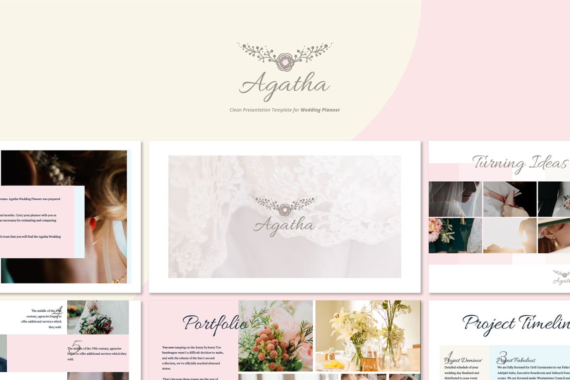 Template PowerPoint Agatha untuk Perencanaan Pernikahan yang Elegan
