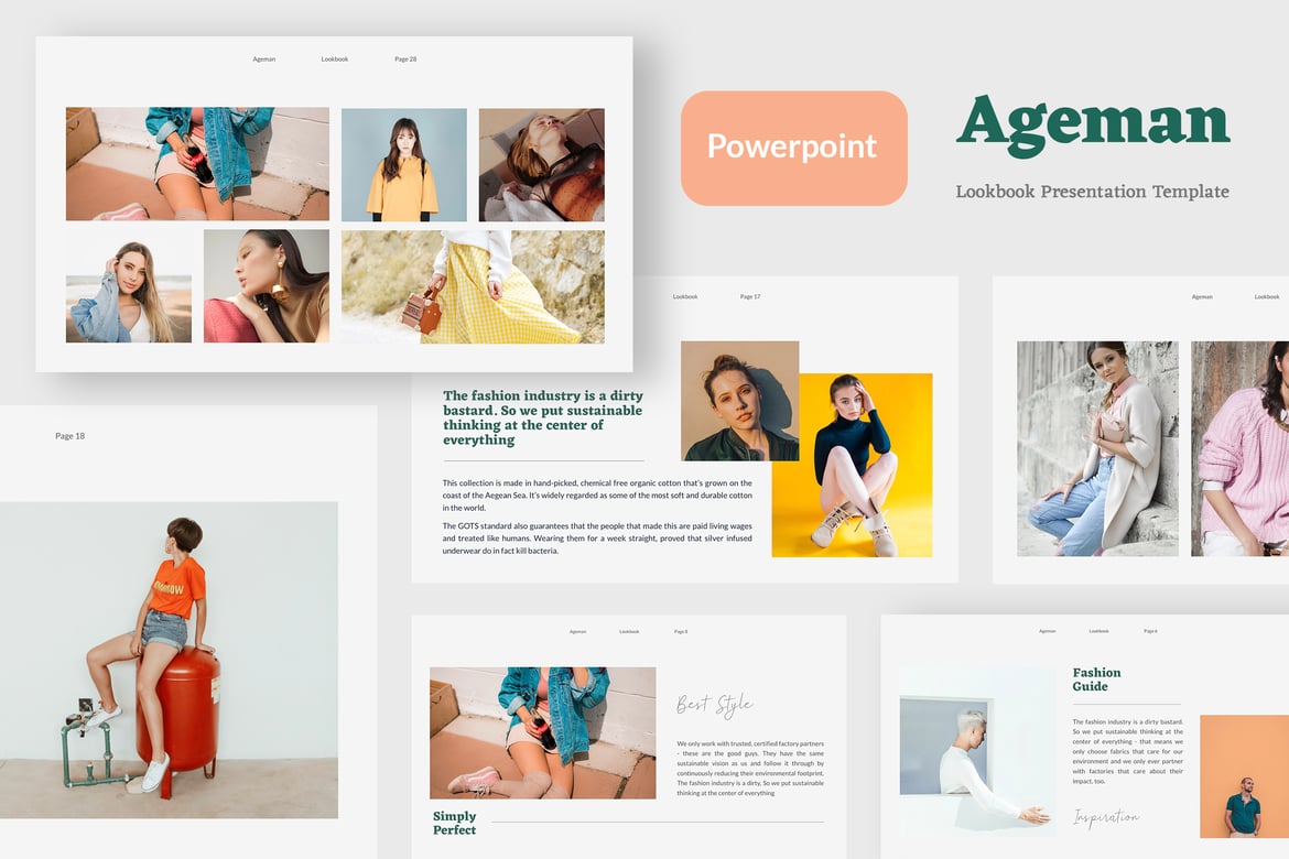 Template Presentasi PowerPoint Ageman - Lookbook yang Menarik