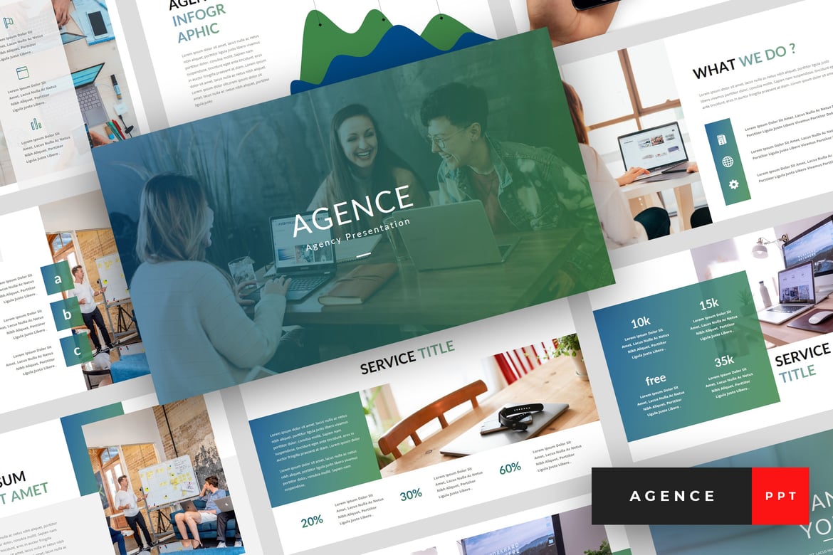 Template Presentasi PowerPoint Agence untuk Agensi dan Portofolio