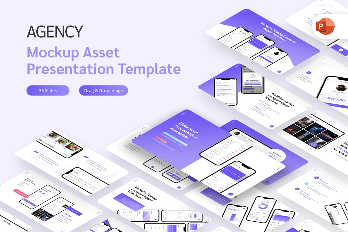 Template Presentasi PowerPoint Mockup Agensi yang Menarik