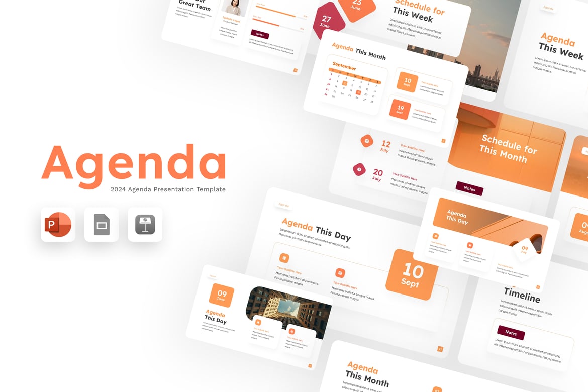 Template Presentasi PowerPoint Agenda 2024 yang Modern dan Elegan