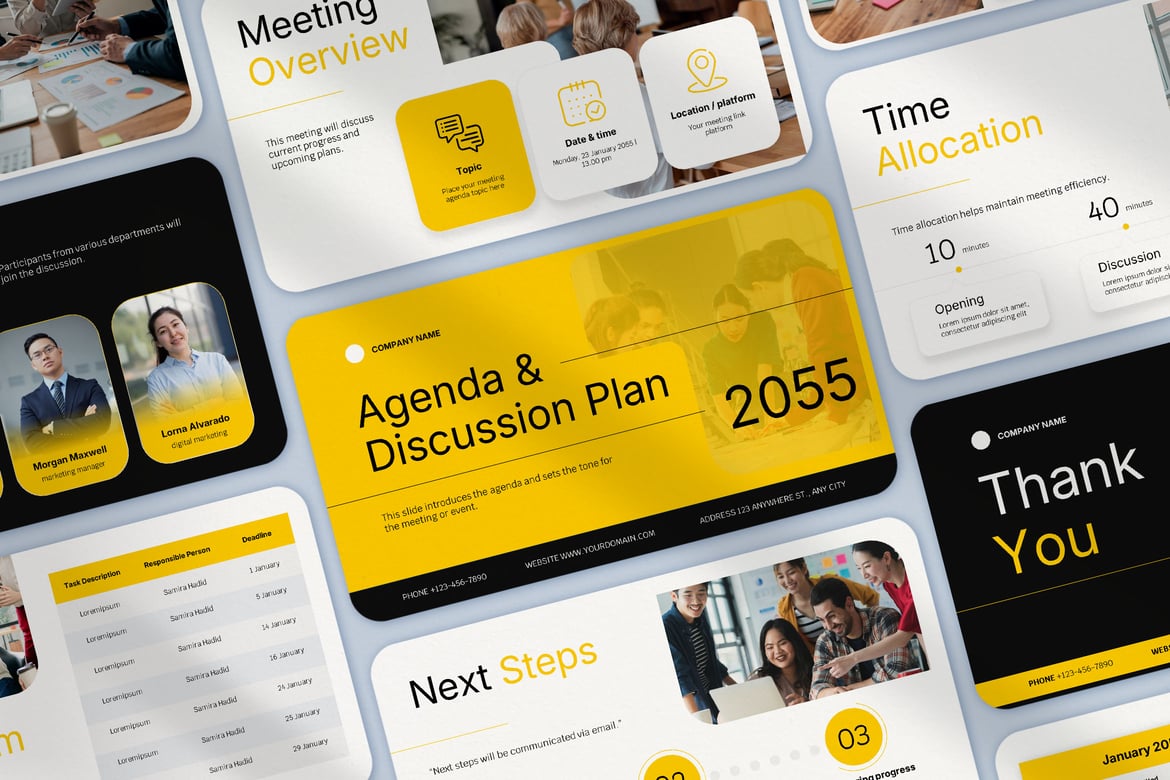 Template Presentasi Agenda & Rencana Diskusi Profesional