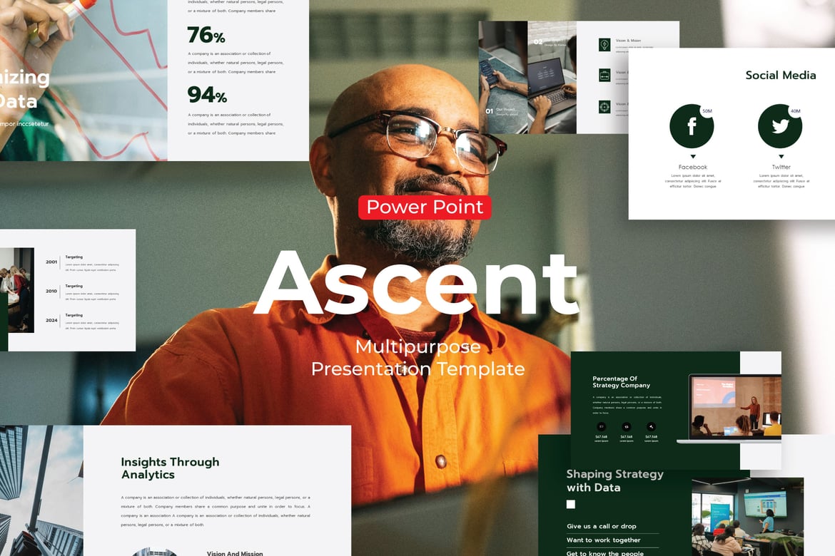 Template PowerPoint Agenda Ascent yang Serbaguna