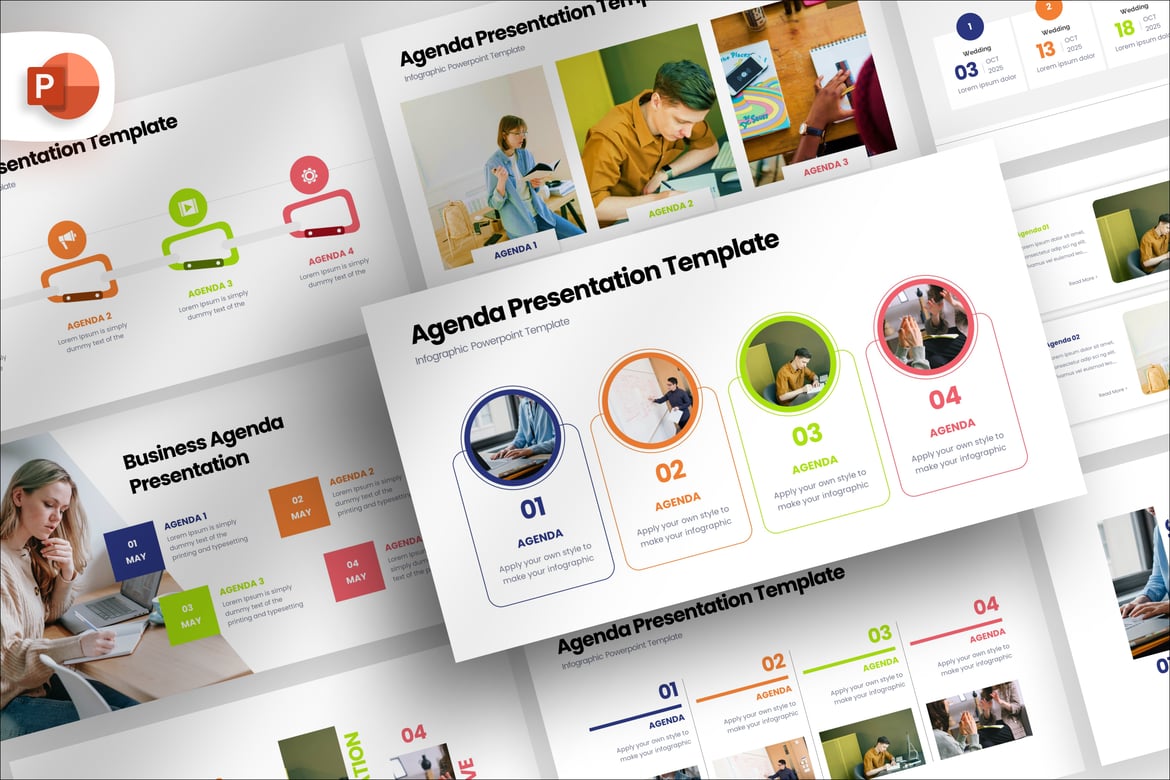 Template PowerPoint Infografis Agenda yang Menarik