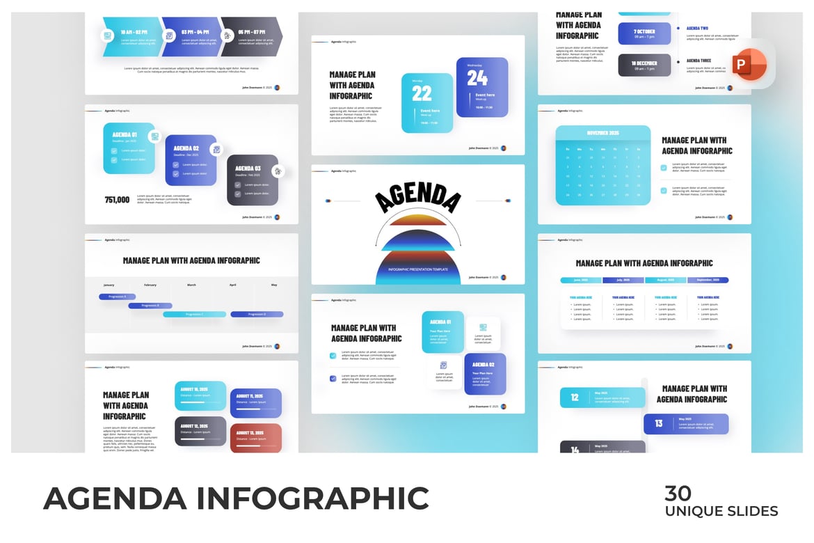 Template Presentasi Infografis Agenda yang Menarik
