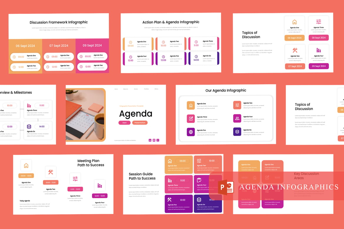 Template Presentasi Infografis Agenda yang Efektif