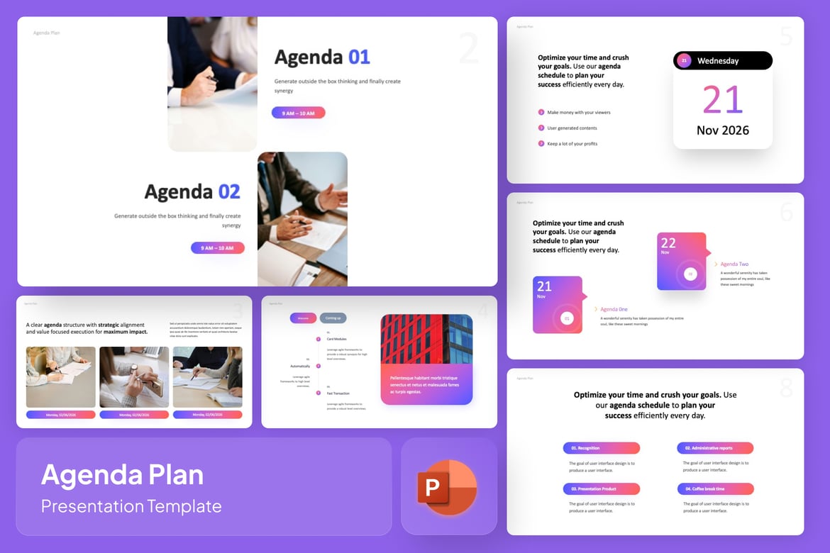 Template Presentasi Agenda Rapat PowerPoint yang Modern dan Profesional