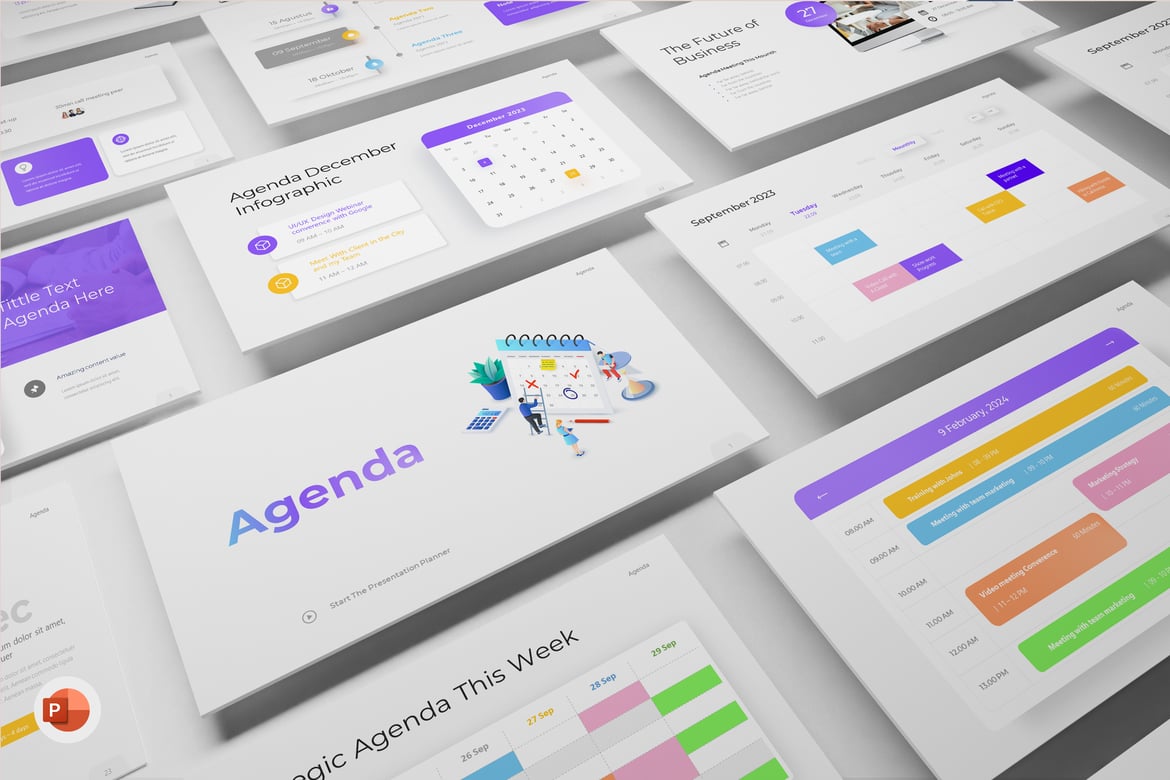 Template PowerPoint Agenda Planner Infografis yang Menarik dan Fungsional