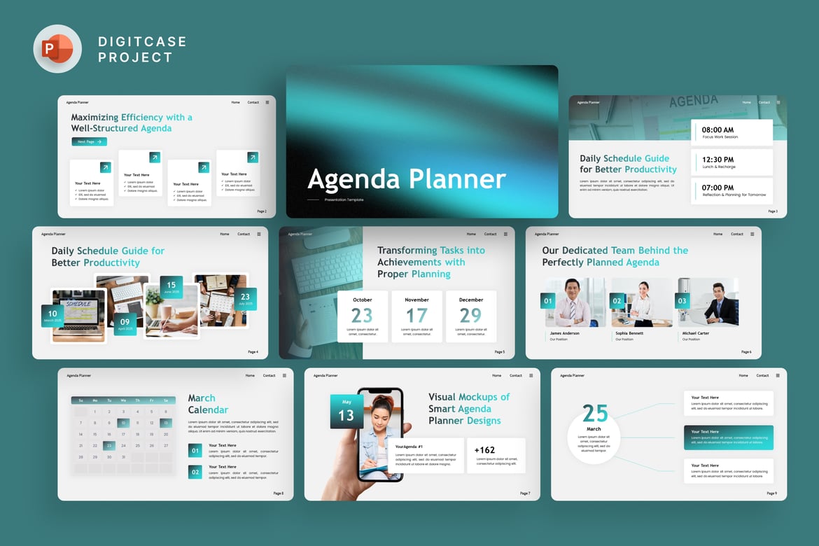 Template Presentasi Agenda Planner - PowerPoint Modern