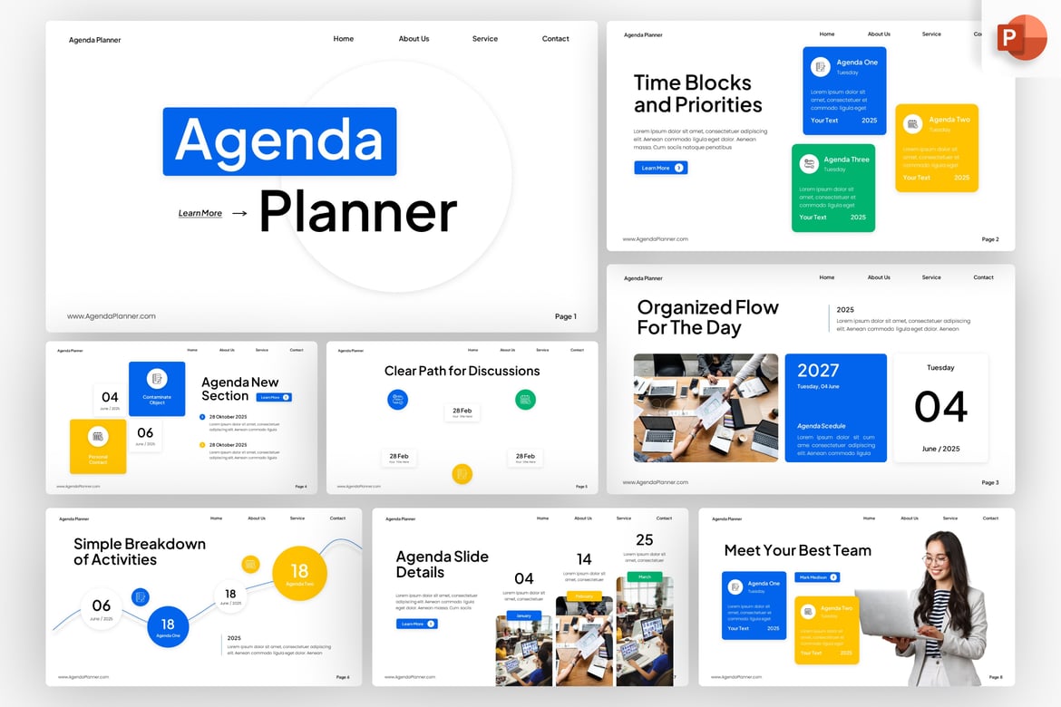 Template PowerPoint Agenda Planner yang Modern dan Efisien
