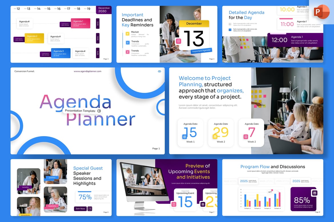 Template Presentasi Agenda Planner yang Dinamis - PowerPoint
