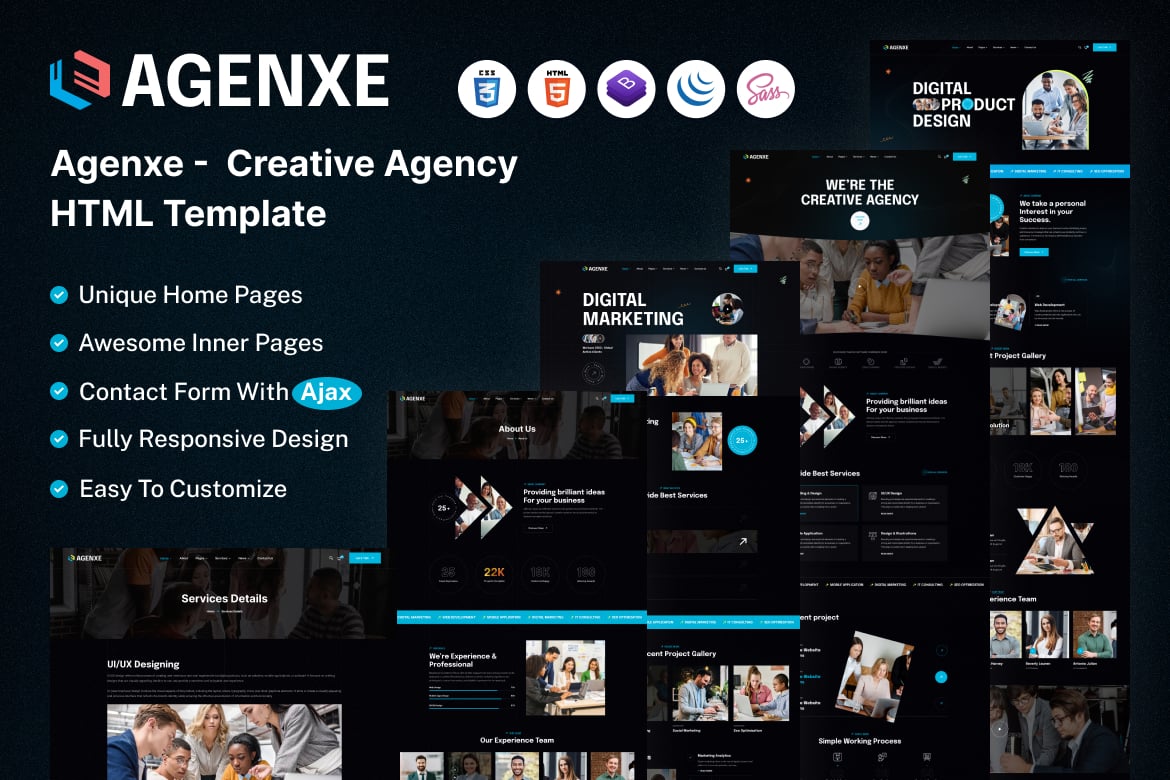 Agenxe - Template Website Kreatif untuk Agensi Digital