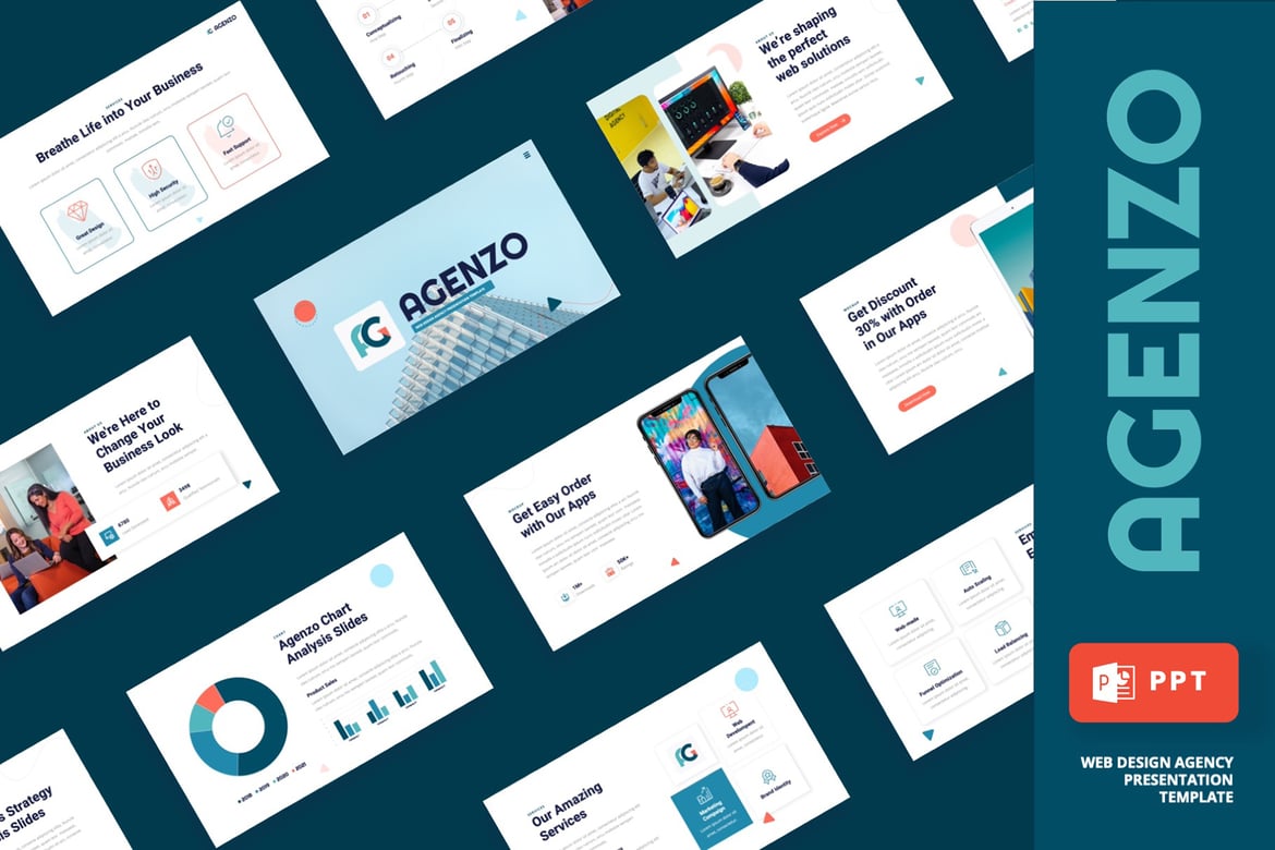 AGENZO - Template Presentasi PowerPoint untuk Agensi Desain Web yang Modern