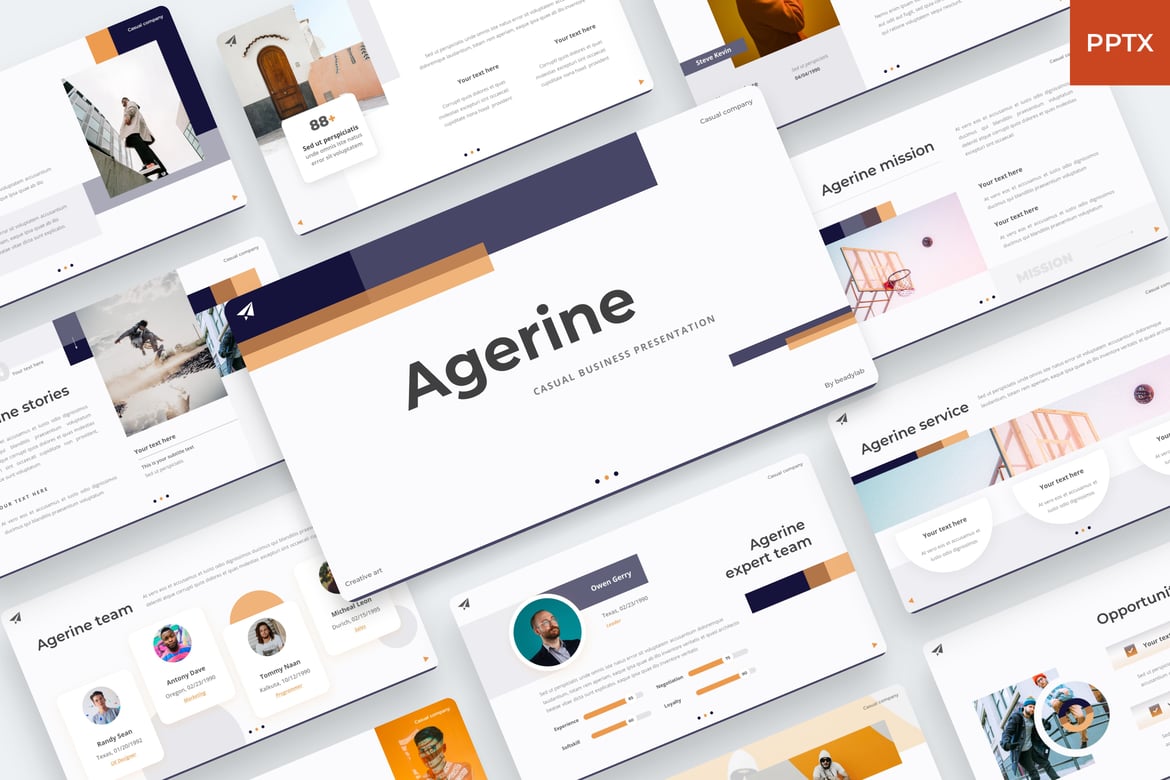 Template PowerPoint Agerine - Modern dan Santai untuk Segala Kebutuhan