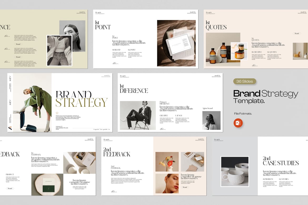 Template PowerPoint Strategi Merek Agien yang Menarik dan Profesional